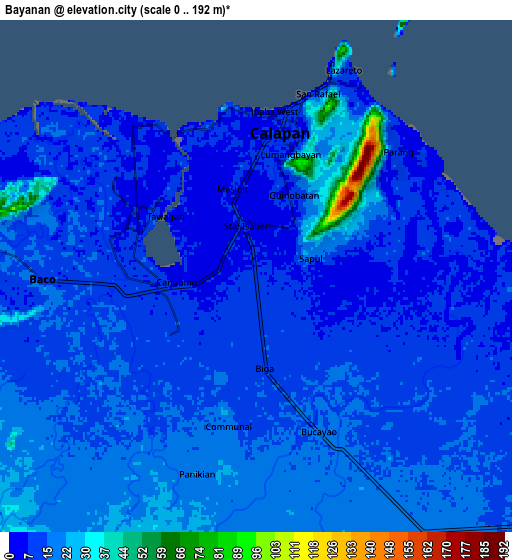 Zoom OUT 2x Bayanan, Philippines elevation map