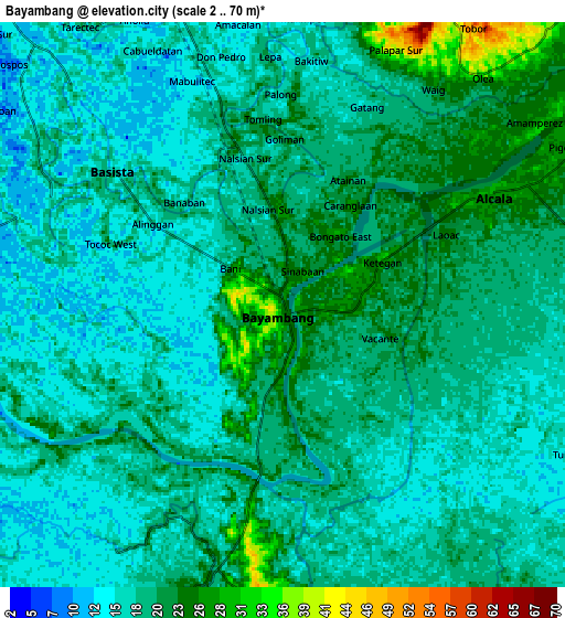 Zoom OUT 2x Bayambang, Philippines elevation map