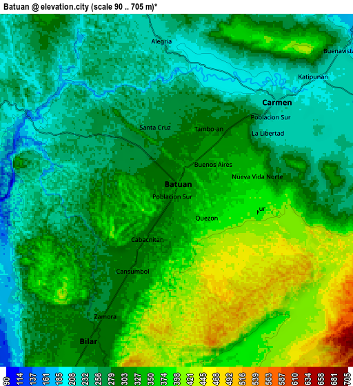 Zoom OUT 2x Batuan, Philippines elevation map