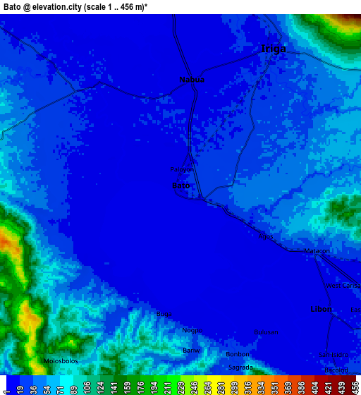 Zoom OUT 2x Bato, Philippines elevation map