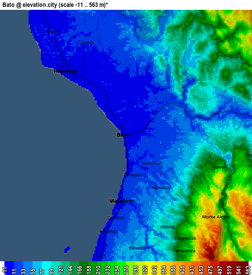 Zoom OUT 2x Bato, Philippines elevation map