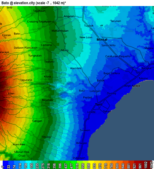 Zoom OUT 2x Bato, Philippines elevation map