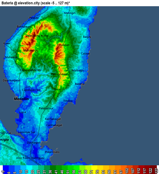 Zoom OUT 2x Bateria, Philippines elevation map