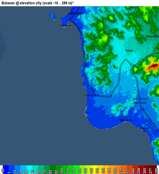 Zoom OUT 2x Batasan, Philippines elevation map