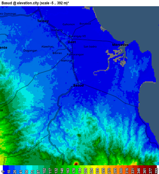 Zoom OUT 2x Basud, Philippines elevation map