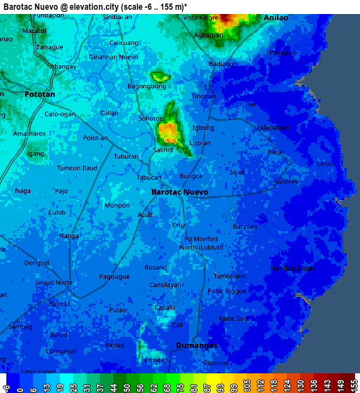 Zoom OUT 2x Barotac Nuevo, Philippines elevation map