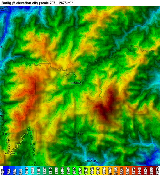 Zoom OUT 2x Barlig, Philippines elevation map