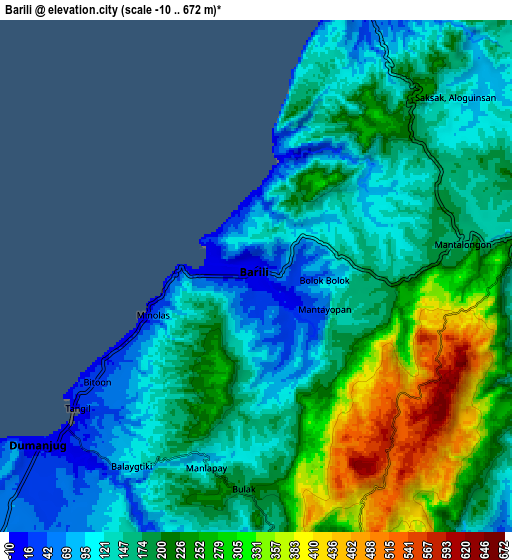 Zoom OUT 2x Barili, Philippines elevation map