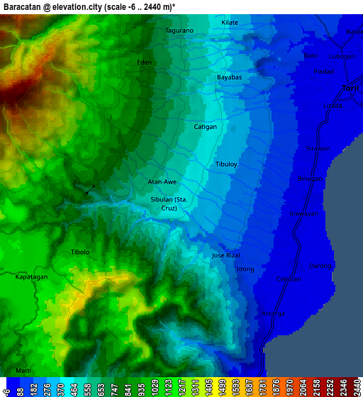 Zoom OUT 2x Baracatan, Philippines elevation map