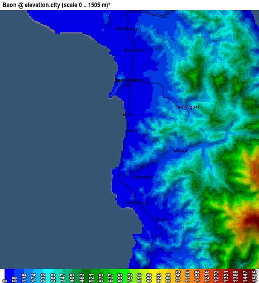 Zoom OUT 2x Baon, Philippines elevation map