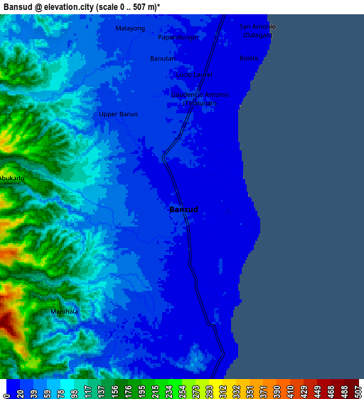 Zoom OUT 2x Bansud, Philippines elevation map