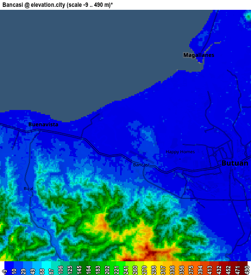 Zoom OUT 2x Bancasi, Philippines elevation map