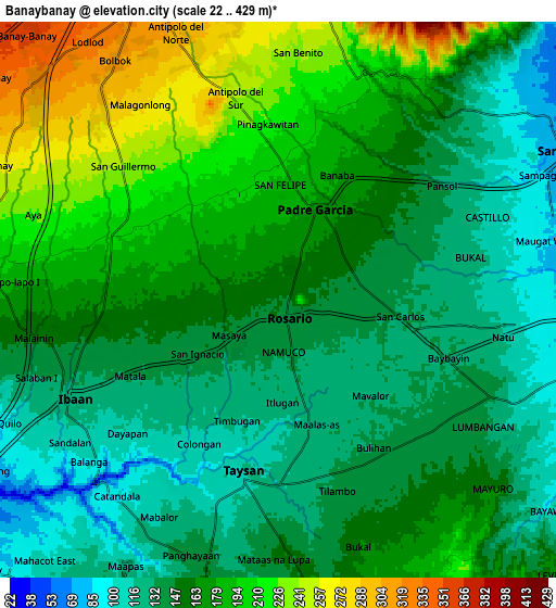 Zoom OUT 2x Banaybanay, Philippines elevation map