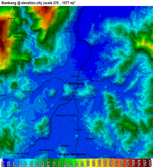 Zoom OUT 2x Bambang, Philippines elevation map