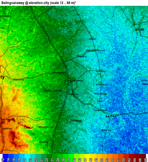 Zoom OUT 2x Balingcanaway, Philippines elevation map