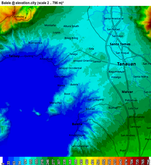 Zoom OUT 2x Balele, Philippines elevation map