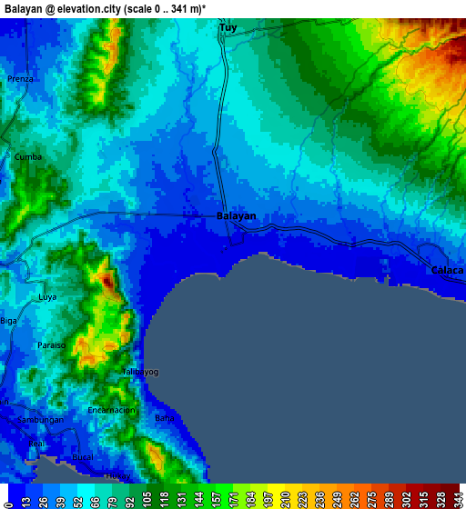 Zoom OUT 2x Balayan, Philippines elevation map