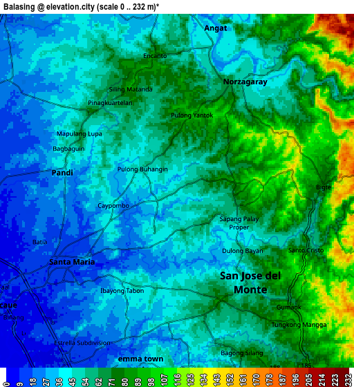 Zoom OUT 2x Balasing, Philippines elevation map