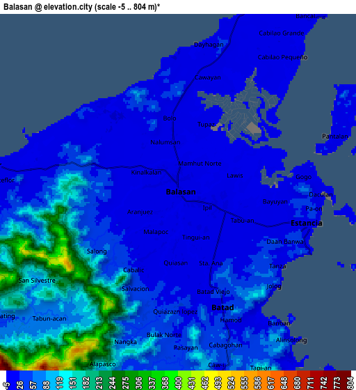 Zoom OUT 2x Balasan, Philippines elevation map