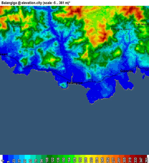 Zoom OUT 2x Balangiga, Philippines elevation map