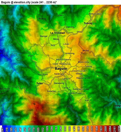 Zoom OUT 2x Baguio, Philippines elevation map