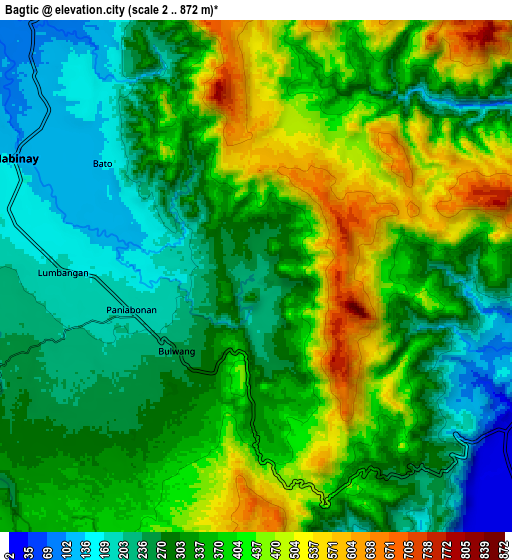 Zoom OUT 2x Bagtic, Philippines elevation map