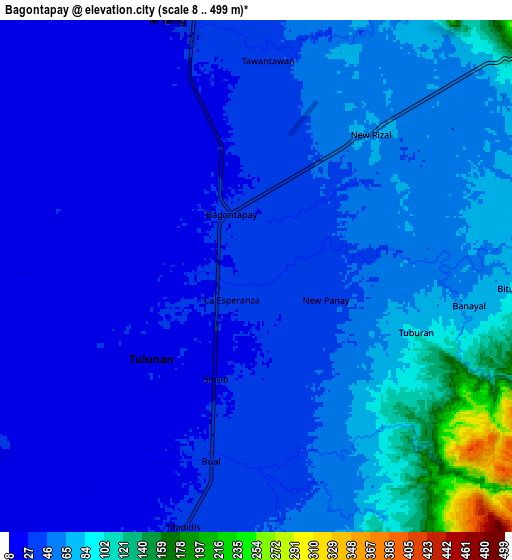 Zoom OUT 2x Bagontapay, Philippines elevation map