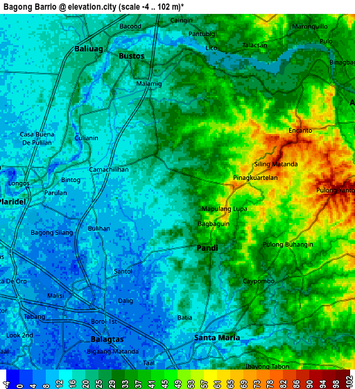 Zoom OUT 2x Bagong Barrio, Philippines elevation map