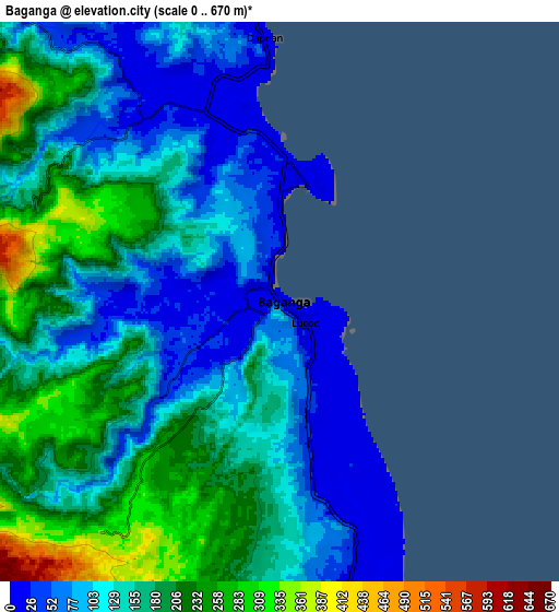 Zoom OUT 2x Baganga, Philippines elevation map