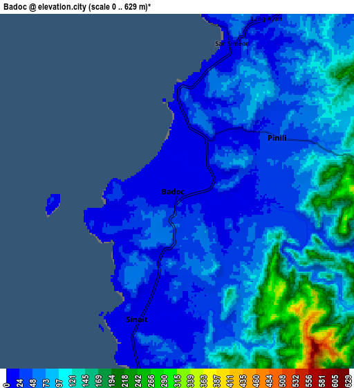 Zoom OUT 2x Badoc, Philippines elevation map