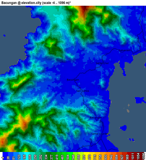 Zoom OUT 2x Bacungan, Philippines elevation map