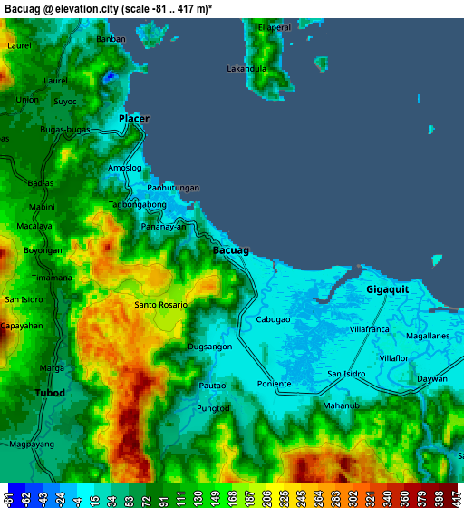 Zoom OUT 2x Bacuag, Philippines elevation map