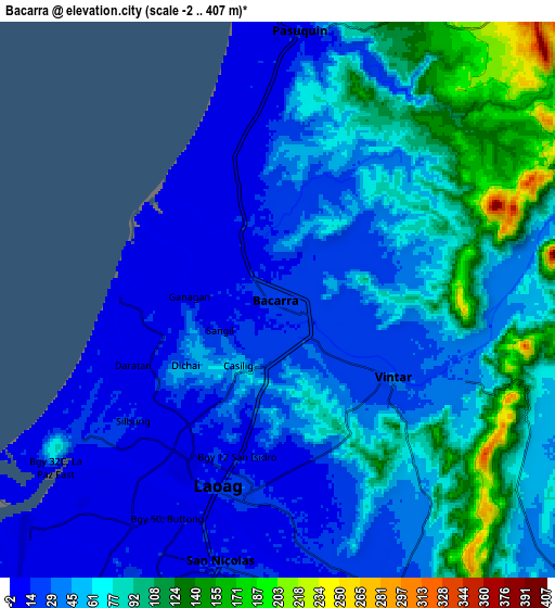 Zoom OUT 2x Bacarra, Philippines elevation map