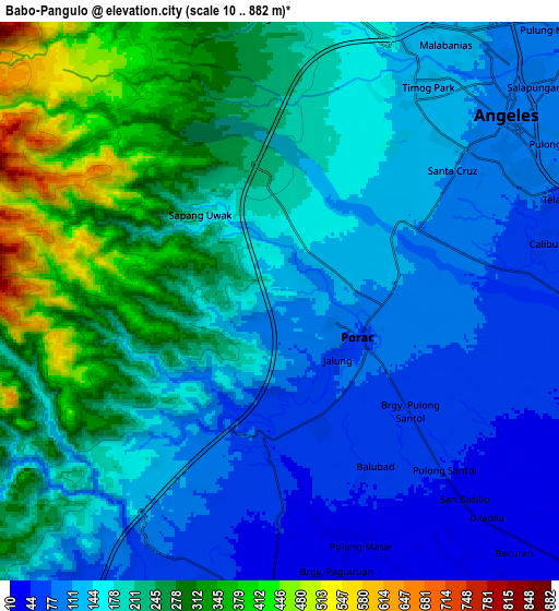 Zoom OUT 2x Babo-Pangulo, Philippines elevation map