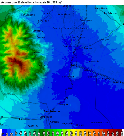 Zoom OUT 2x Ayusan Uno, Philippines elevation map