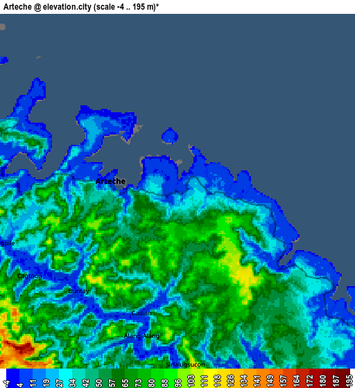 Zoom OUT 2x Arteche, Philippines elevation map