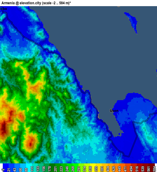 Zoom OUT 2x Armenia, Philippines elevation map