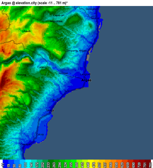 Zoom OUT 2x Argao, Philippines elevation map