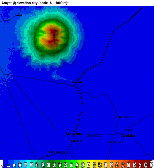 Zoom OUT 2x Arayat, Philippines elevation map