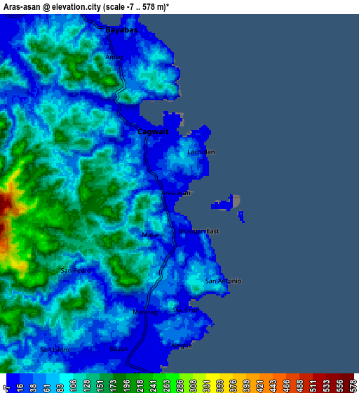 Zoom OUT 2x Aras-asan, Philippines elevation map