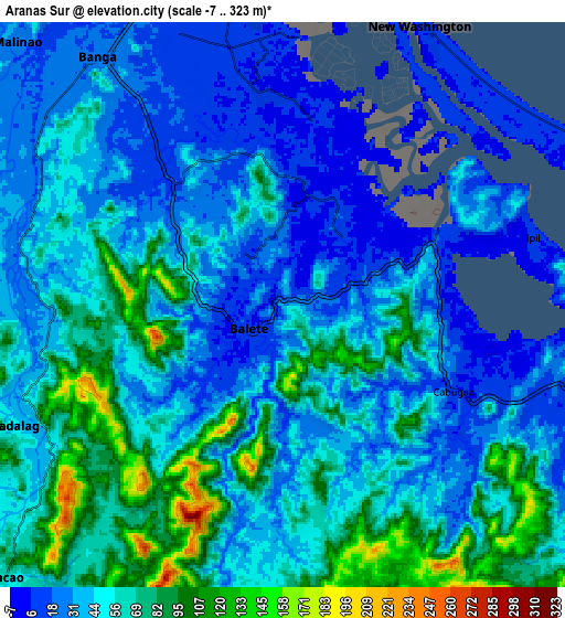 Zoom OUT 2x Aranas Sur, Philippines elevation map