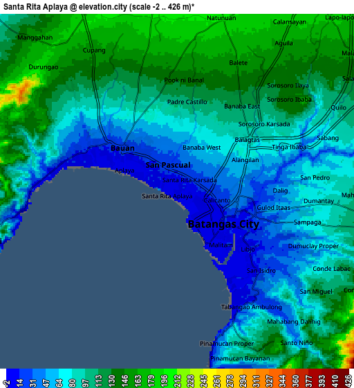 Zoom OUT 2x Santa Rita Aplaya, Philippines elevation map