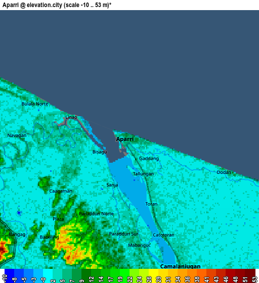 Zoom OUT 2x Aparri, Philippines elevation map