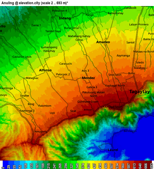 Zoom OUT 2x Anuling, Philippines elevation map