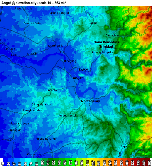 Zoom OUT 2x Angat, Philippines elevation map