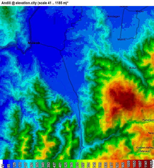 Zoom OUT 2x Andili, Philippines elevation map