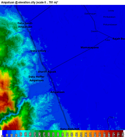 Zoom OUT 2x Ampatuan, Philippines elevation map