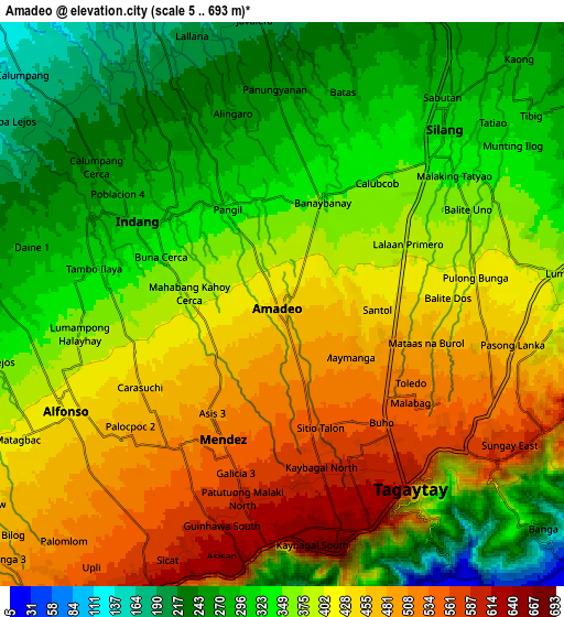 Zoom OUT 2x Amadeo, Philippines elevation map