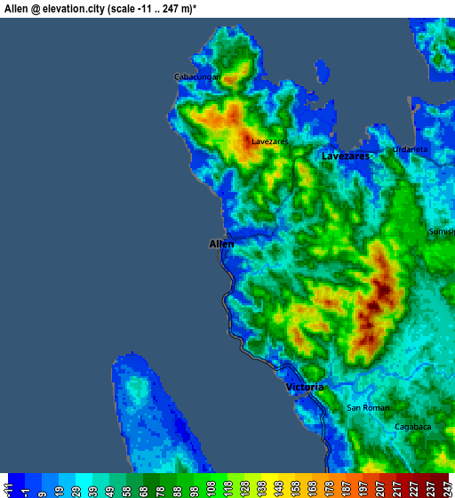 Zoom OUT 2x Allen, Philippines elevation map
