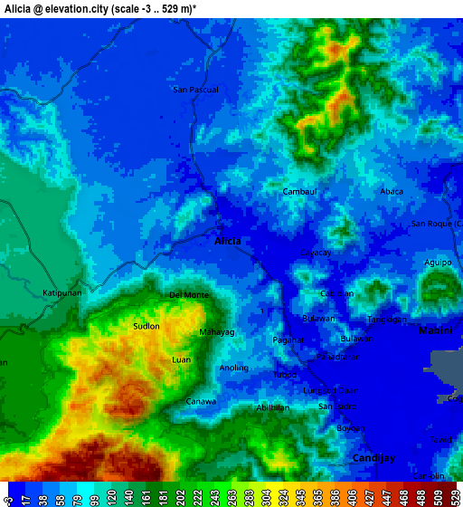 Zoom OUT 2x Alicia, Philippines elevation map